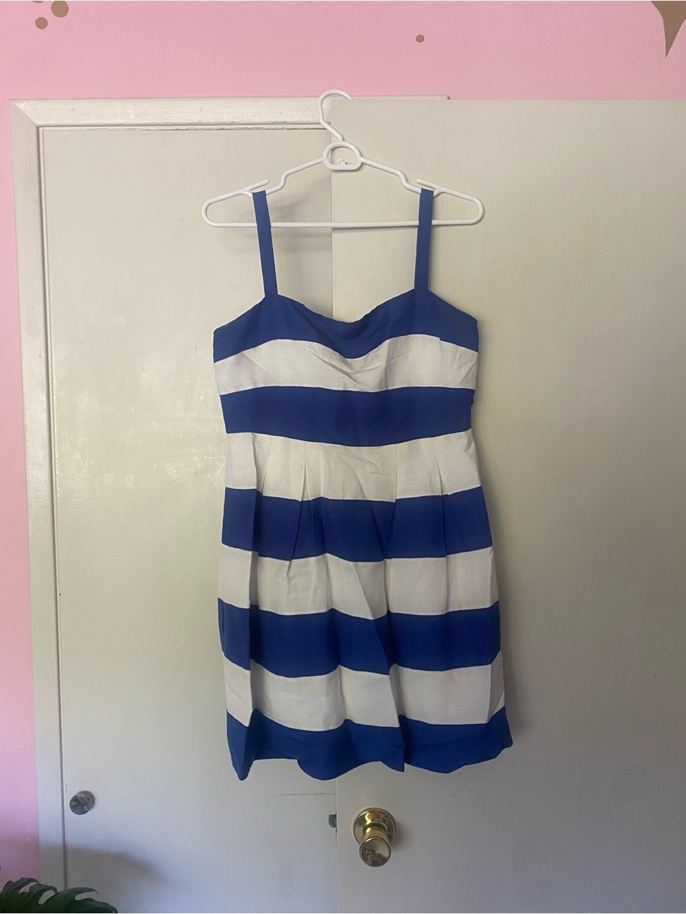 Loft Blue and White Striped Sundress with Spaghetti Straps size 4P
